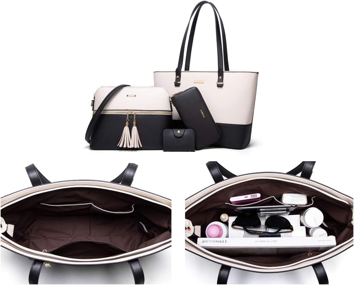 Women Fashion Handbags Wallet Tote Bag Shoulder Bag Top Handle Satchel Purse Set 4pcs - Image 6