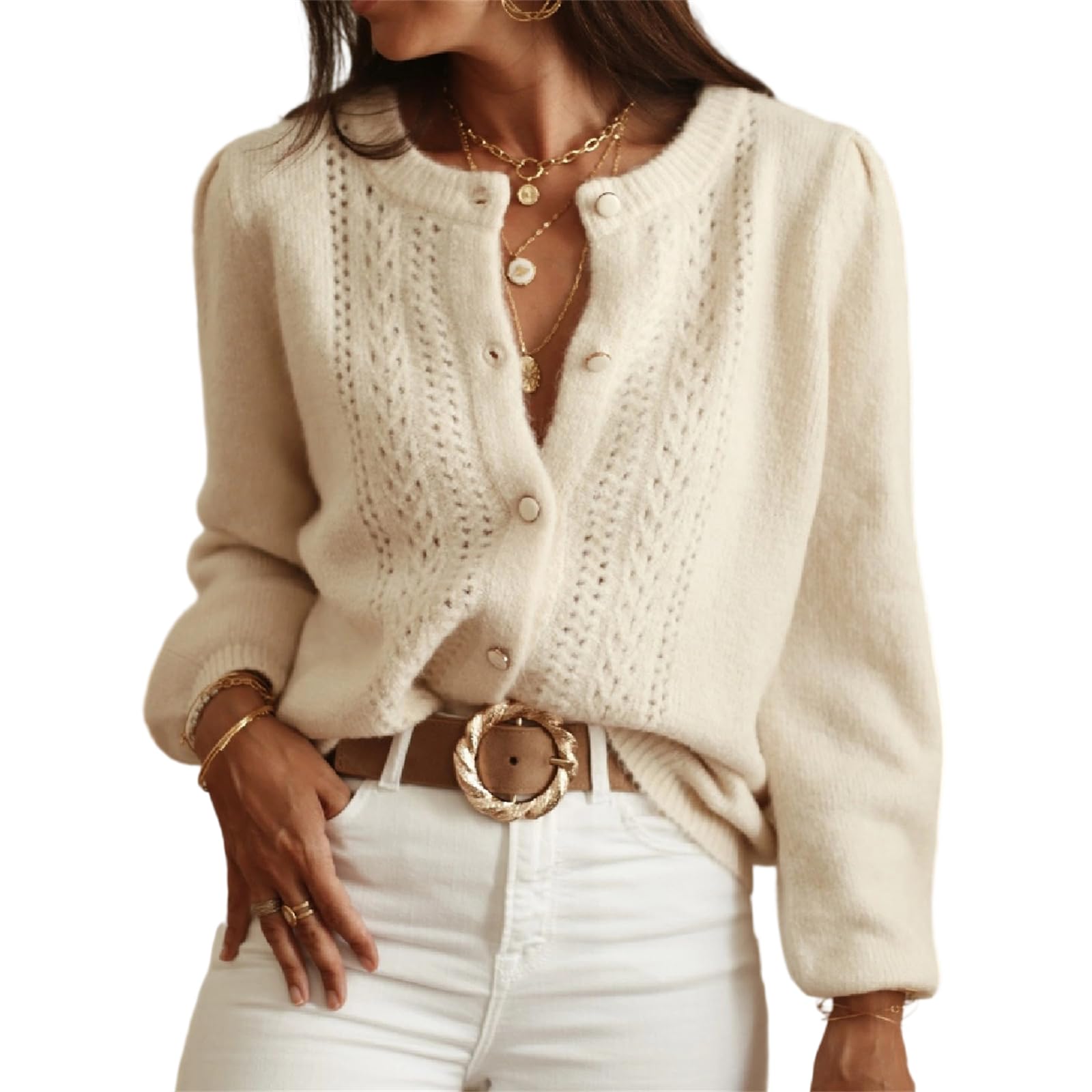 Womens Fall Winter Button Down Knit Cardigan Trendy Long Sleeve Open Front Sweater Casual Jackets Outerwear 2025