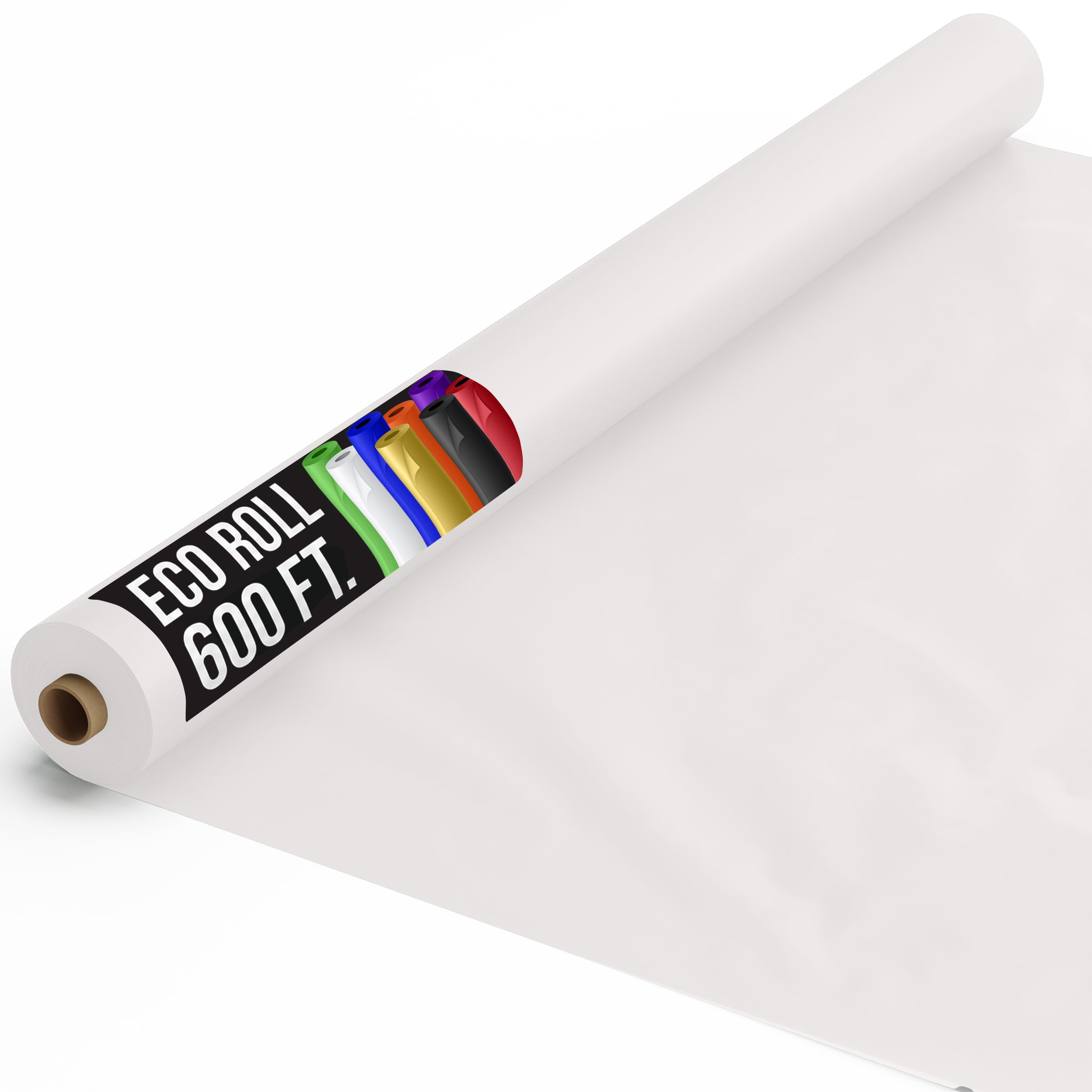 Exquisite Basic White Plastic Table Cover Roll 40" X 600' Table Cloth Plastic Cover Roll - Economy Value Banquet Rolls - Tablecloth Rolls