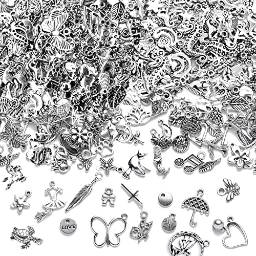 NEPAK 400 Pcs En Gros Charmes En Vrac Alliage D'argent Tibétain Petit Pendentif Bracelet Charmes Collier Pendentif À La Main DIY Bijoux Tibétain Argent Accessoires