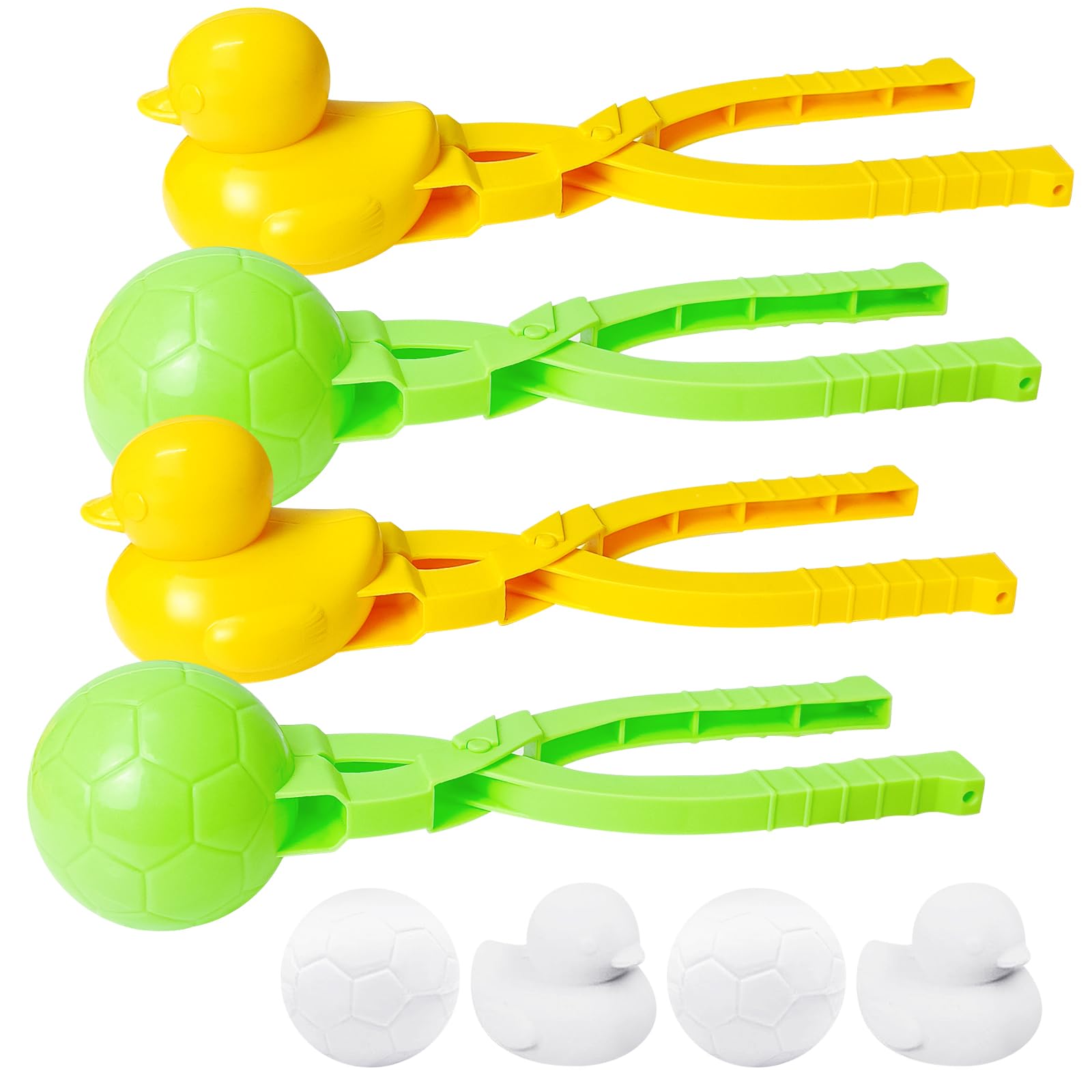 Snowball Maker Toys, 4Pcs Fun Winter Snow Ball Fight Games,Snow Ball Tool Molds Football Shapes Clip for Outdoor Snowball Fight Balls