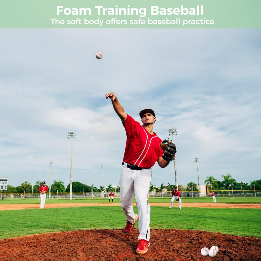 Mini palle da baseball in schiuma, confezione da 12, palline morbide antistress per adolescenti, palline da allenamento sportive da 5,6 cm per pratica di battuta e cattura, ideali per feste e