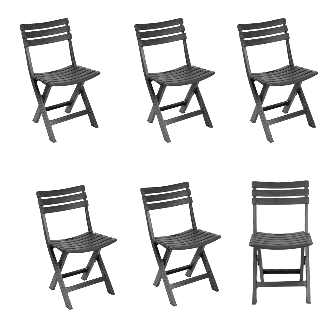 URBNLIVING Collapsible Outdoor Folding Garden Chair Camping Patio Pool Lounge Seat (79x41.5cm, Anthracite, 6)