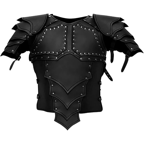 Medieval Knight Armor, PU Leather Breastplate, Adjustable Viking Costume for Halloween/Cosplay