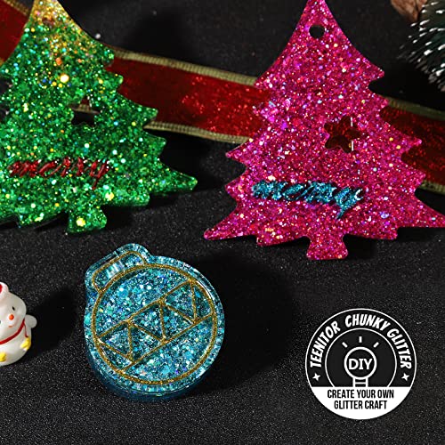 Festival Chunky And Fine Glitter Mix, Teenitor 32 Colors Chunky Sequins & Fine Glitter Powder Mix, Iridescent Glitter Flakes, Cosmetic Face Body Eye Hair Nail Art Resin Tumbler Glitter Loose Glitter #TOP4