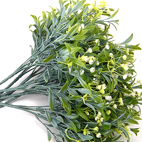 Handic Artificial Flowers For Outdoor 8Pcs Plastic Flower Plants Fake Flowers Uv Resistant Faux Flowers (White) #TOP4