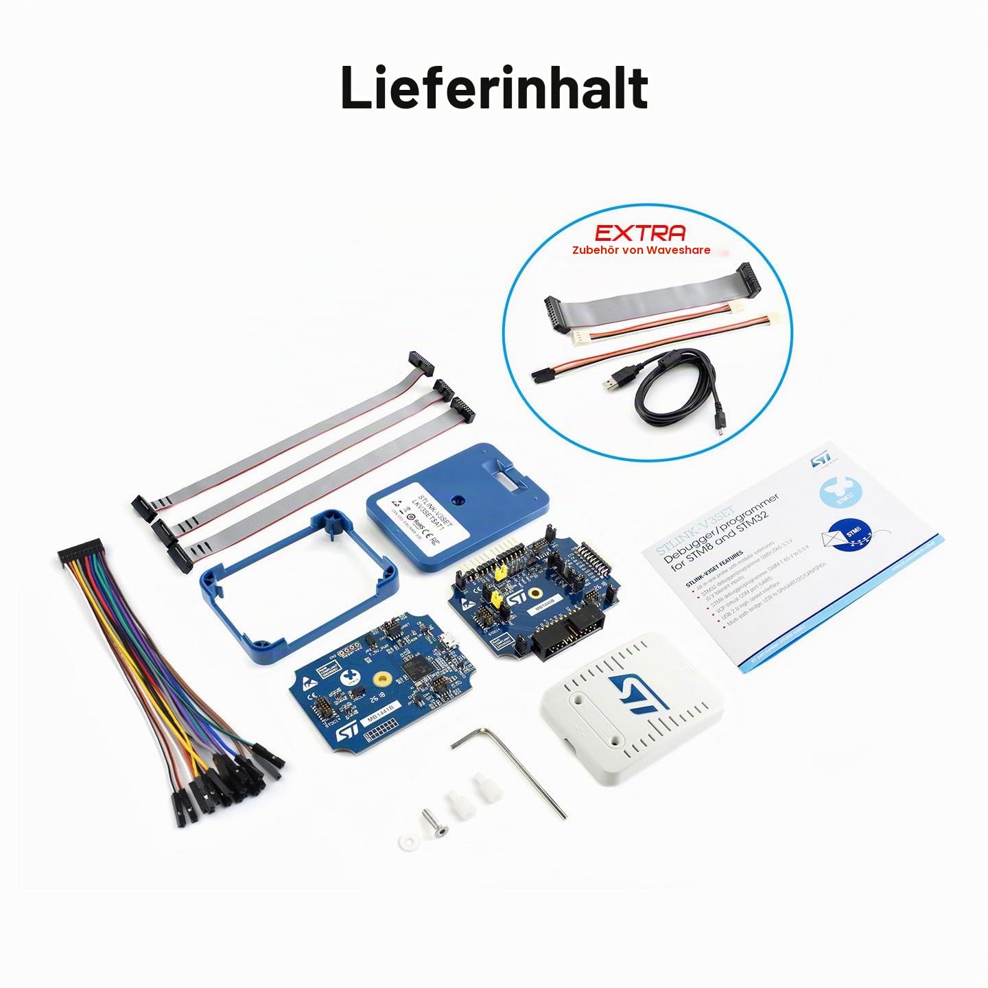 Waveshare STLINK-V3SET Modular in-Circuit Debugger and Programmer for STM32/STM8 Microcontrollers Stand-Alone Probe Bridge and Virtual COM Port Interface