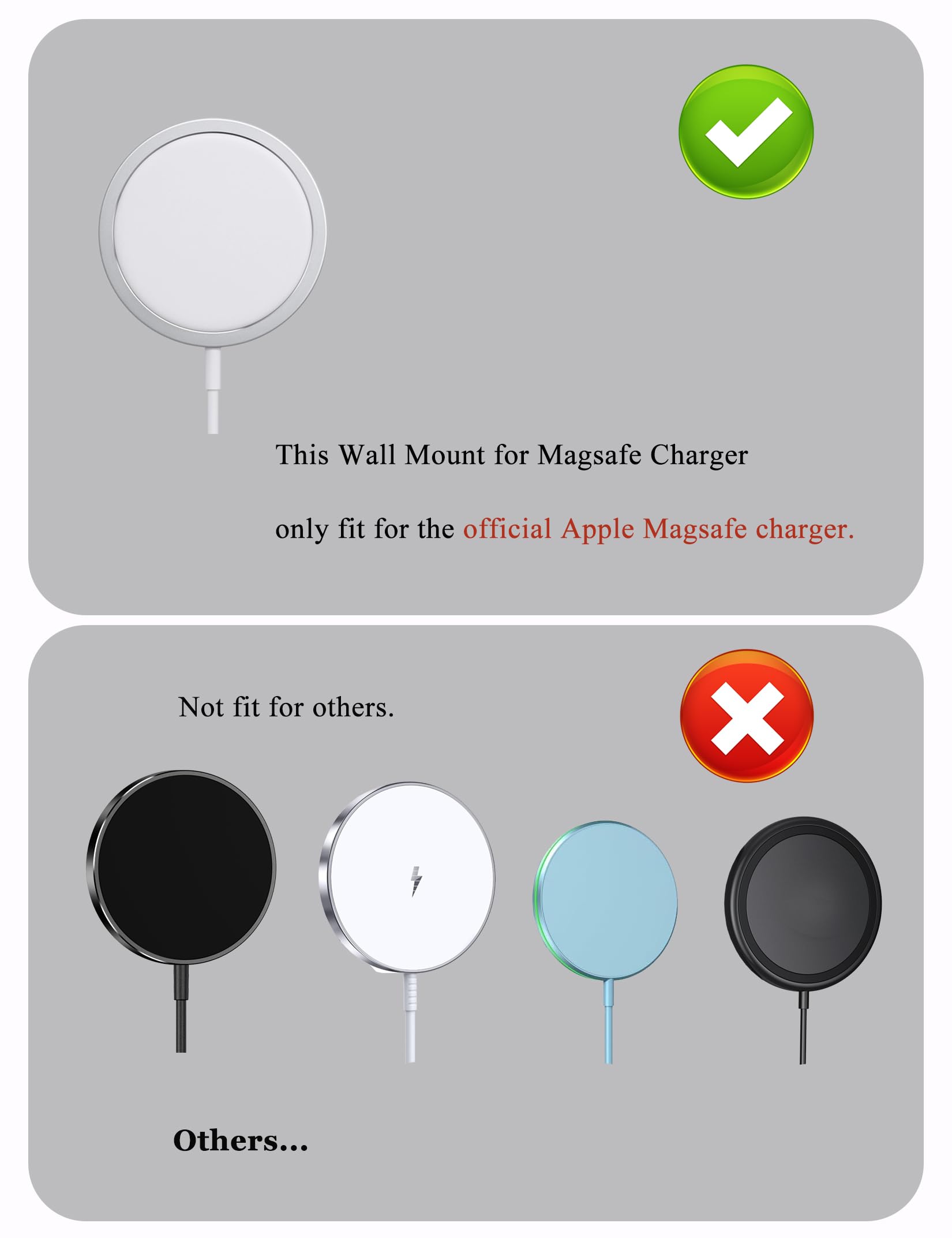 Soporte de pared para teléfono Magsafe Cargador de mesita de noche compatible con accesorios Magsafe para iPhone 12/12 Pro/12 Mini/12 Pro Max (cargador no incluido) (blanco)