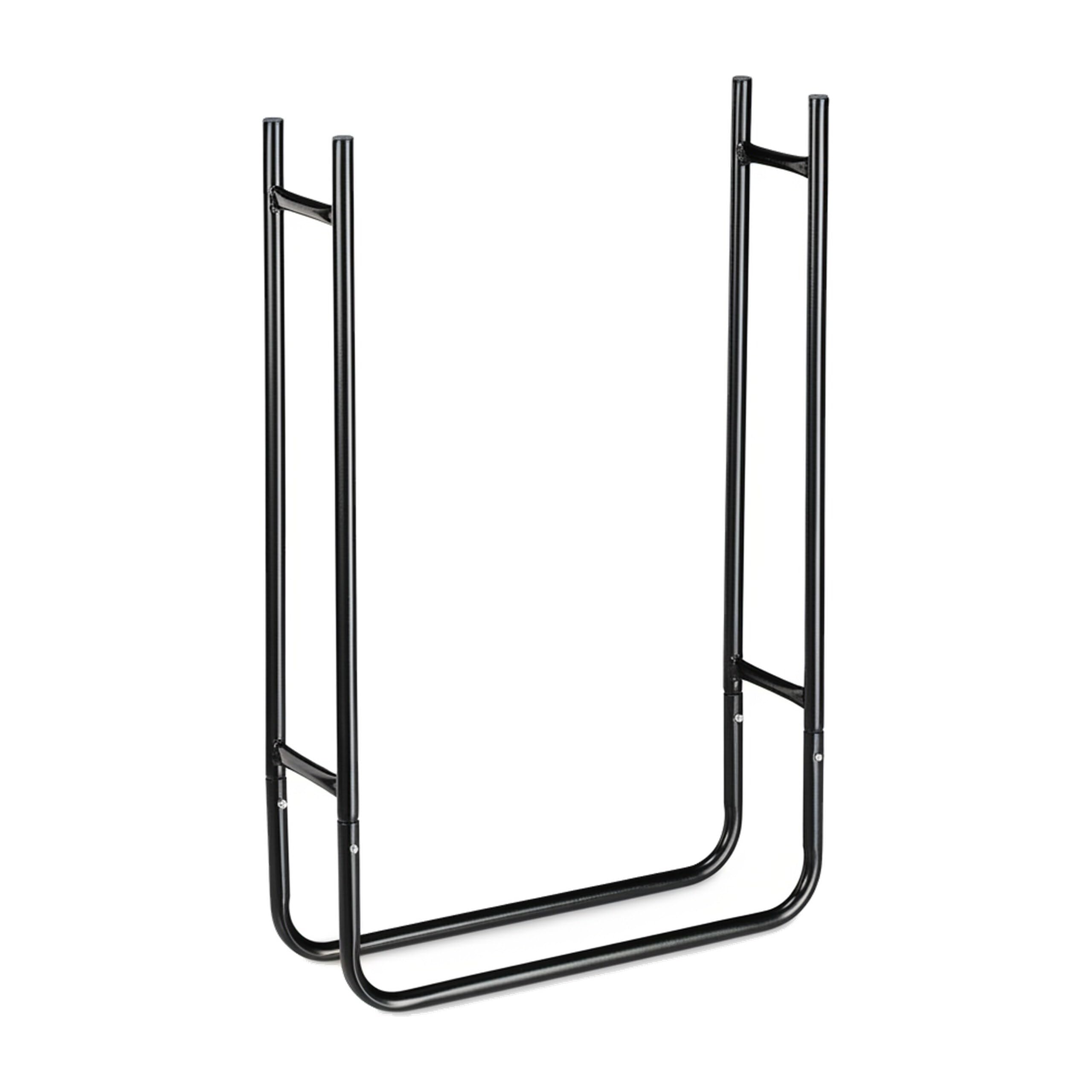 Relaxdays Scaffale Portalegna in Metallo, Contenitore per Ceppi di Legna per Interni ed Esterni, HLP 90x60x20 cm, Nero