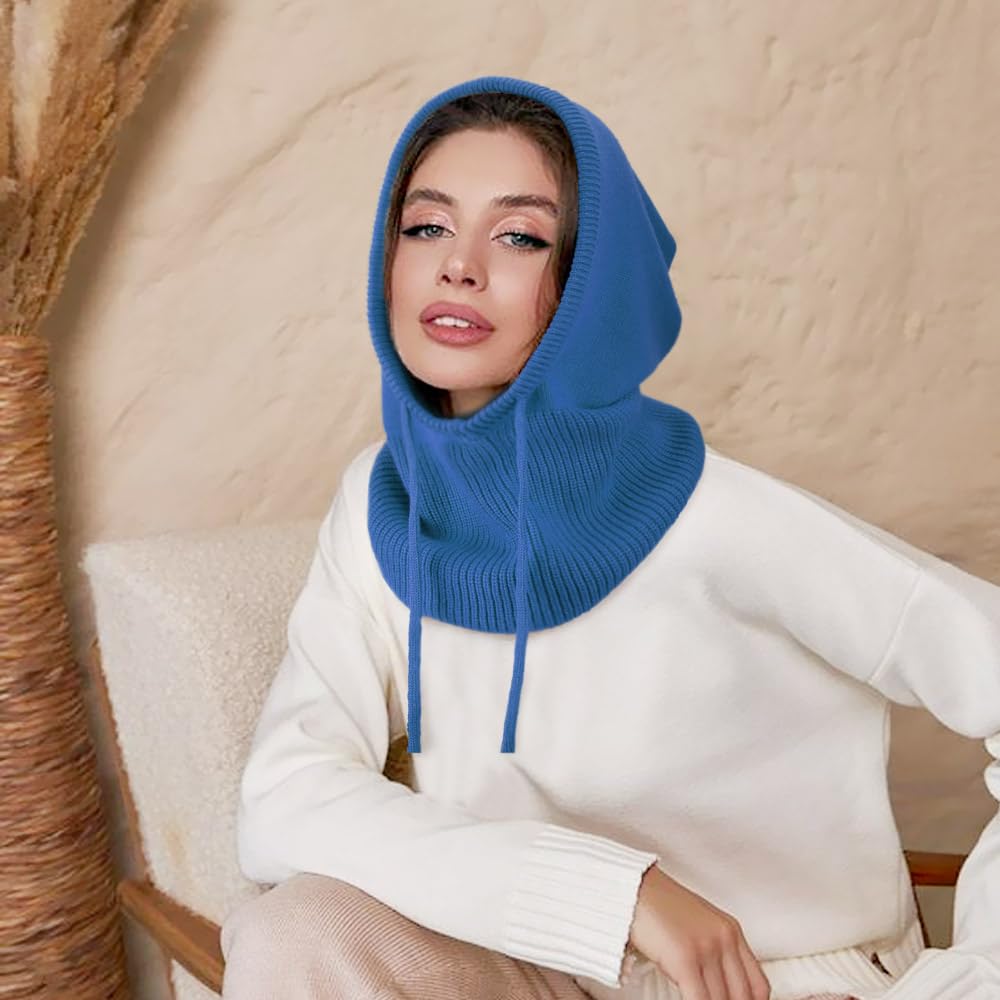 DRESHOW Cappelli Invernali per le Donna Balaclava Knit Beanie Skull Cap con Coulisse Caldo Cappuccio Sciarpa Cappello