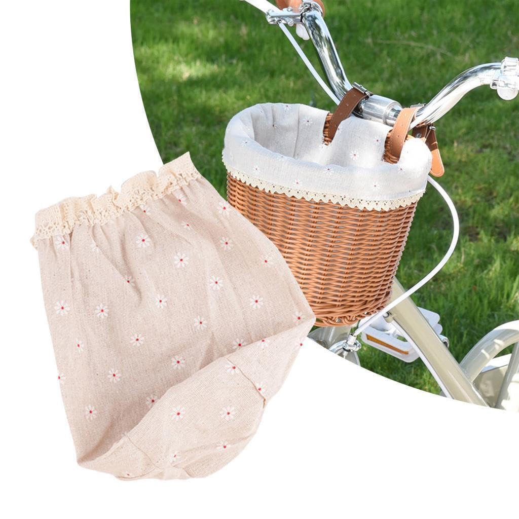 Fodera per cestino da bicicletta, accessori per bici con design intrecciati, offre spazio pratico per riporre i giocattoli dei bambini quando va in bicicletta, Beige, 23x19x16.5 cm