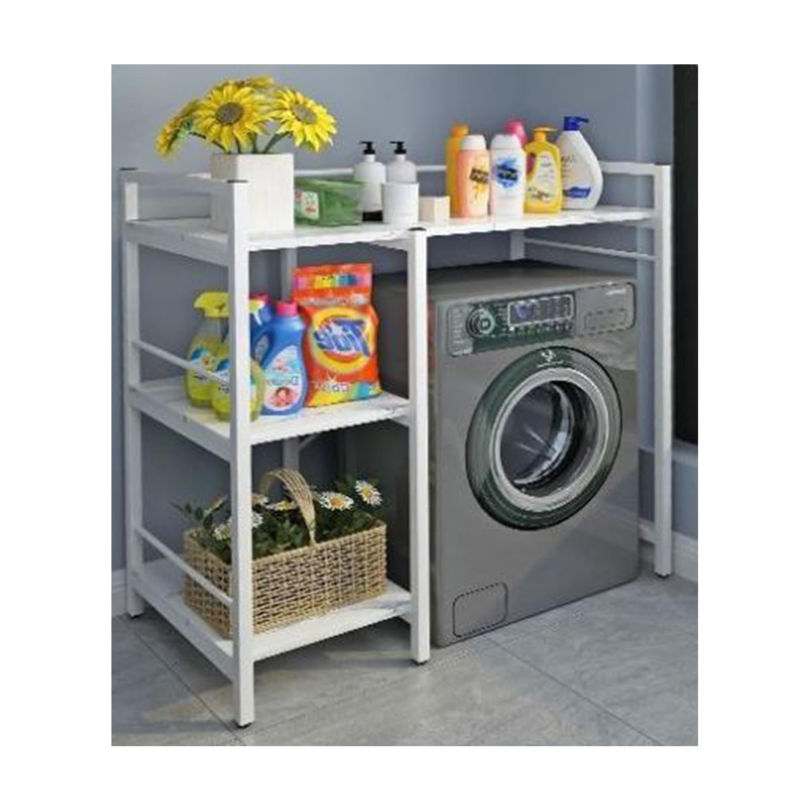 Étagère salle de bain machine à laver 110 cm pour buanderie ordonnée