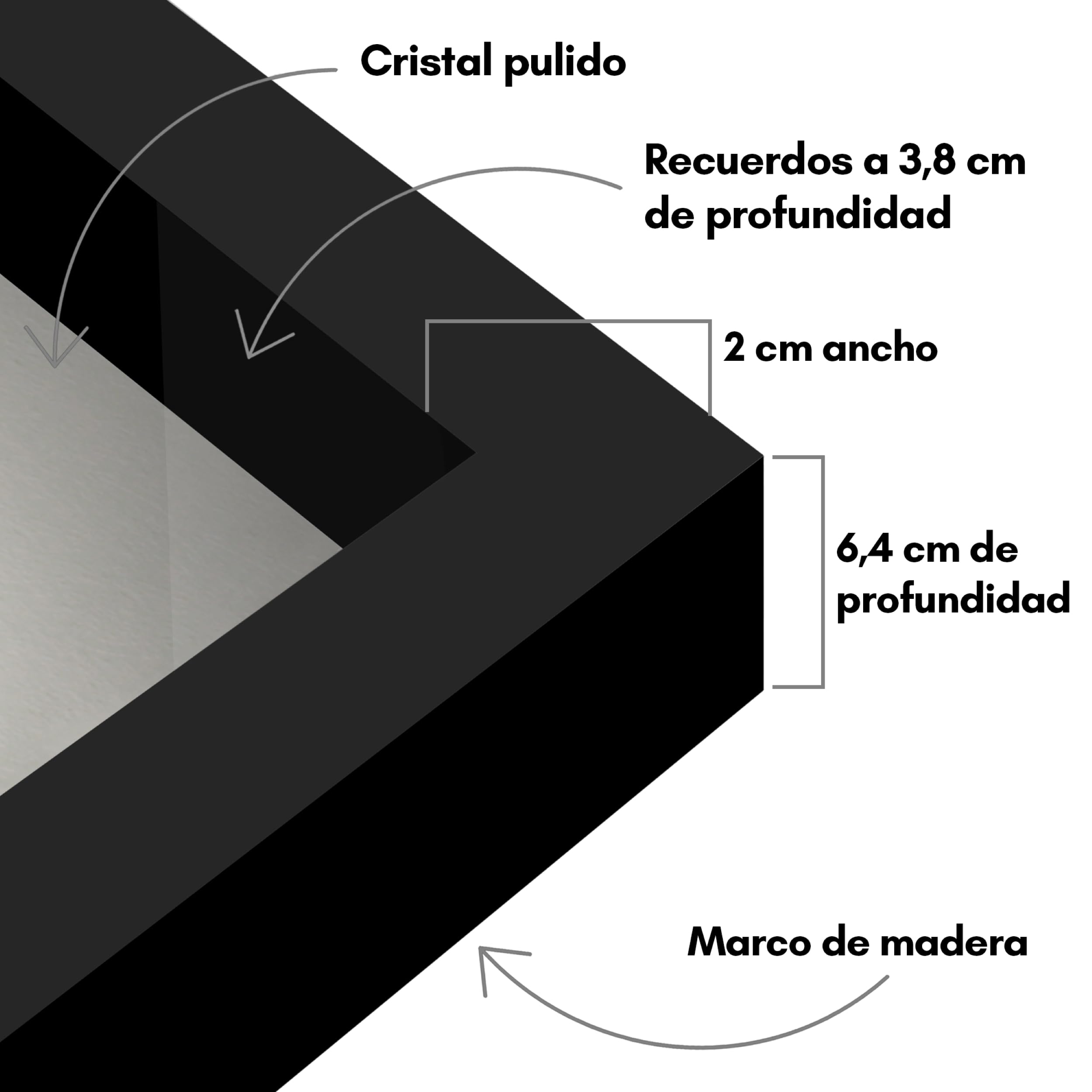 Americanflat 20x20 cm Marco con Profundidad - Pack de 2 - Negro Marco de Fotos de Madera con Cristal Irrompible, Parte Trasera de Lino Suave y Accesorios para Colgar