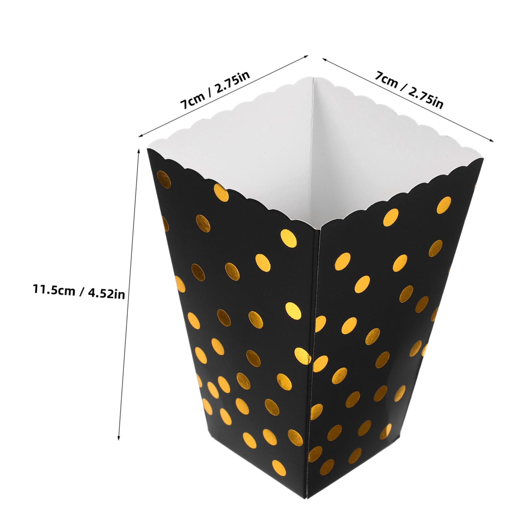 NAMOARLY 12pcs Gold Foil Popcorn Serving Boxes Snack Packaging Party Supplies Elegant Printing