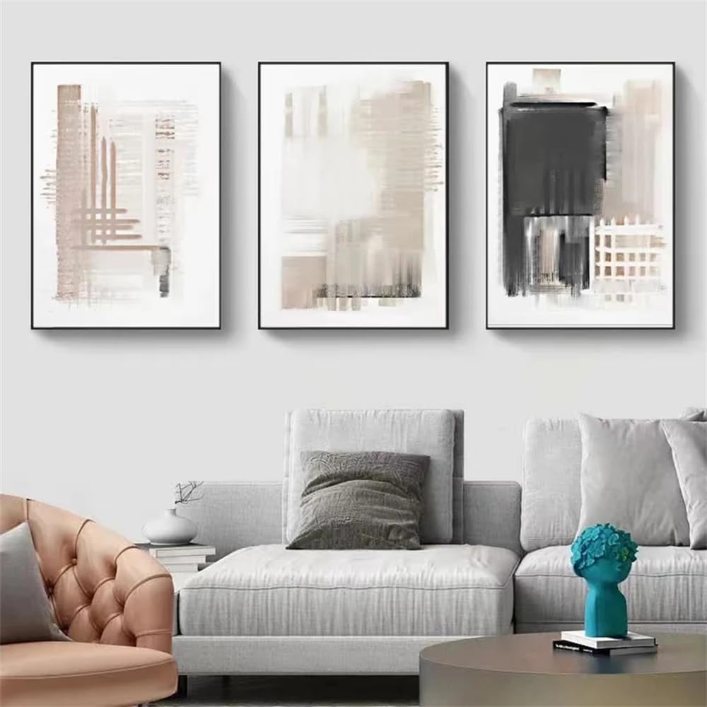 WUHBCZ Canvas Paints-Beige Painting Painted Abstract Modern Home Nordic Pictures Office Bedroom Decoration Wall Room Canvas Poster Painting Artwork-60 * 80cm/3PCS (No Frame)