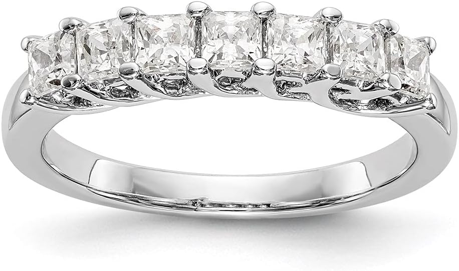 Diamond2Deal 14K White Gold 7-Stone Diamond Band Ring, 0.98Ct