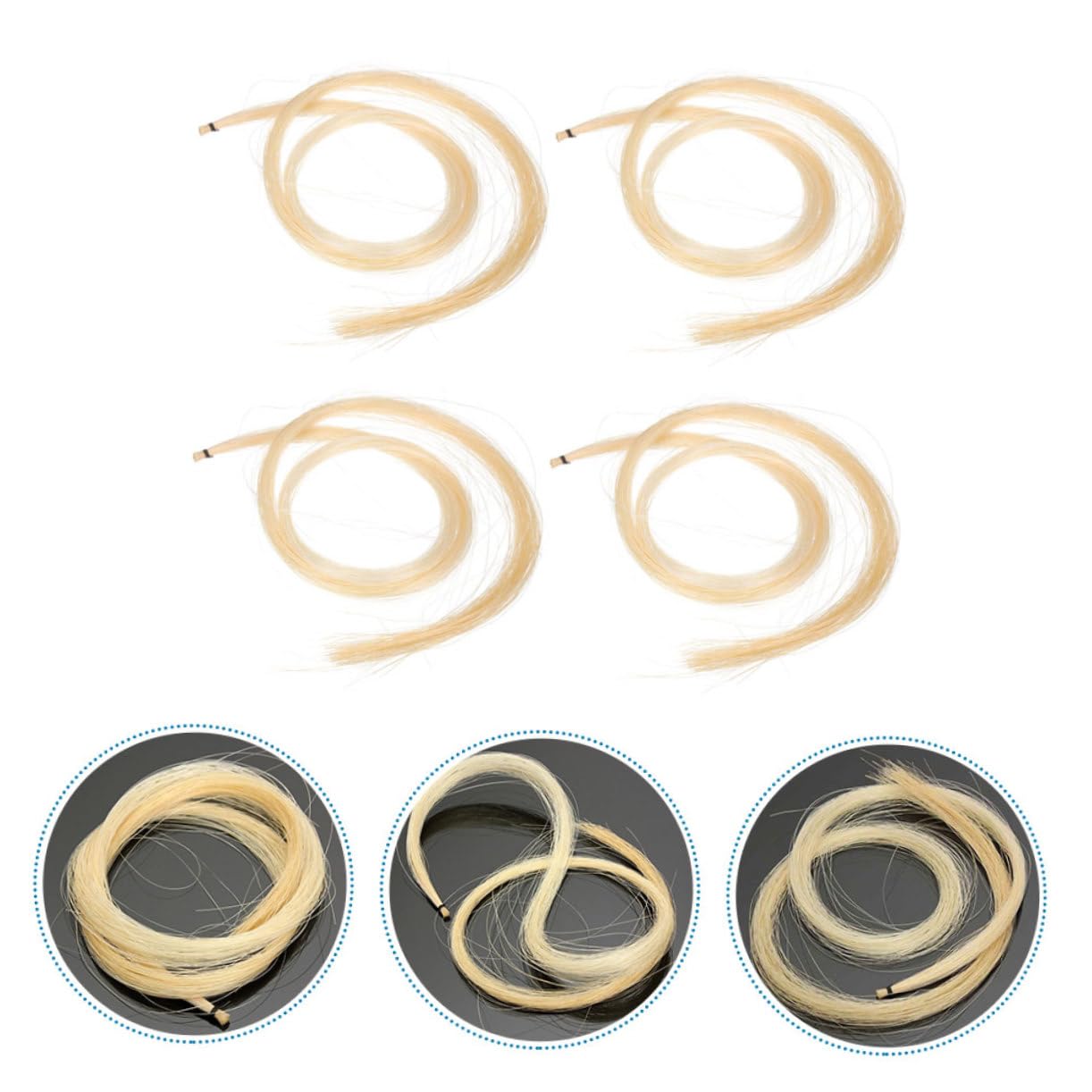 VICASKY 12piezas Pelo De Para De Violín Accesorios Prácticos Para Reparación De Instrumentos Cabello Natural Para Violines Color Khaki
