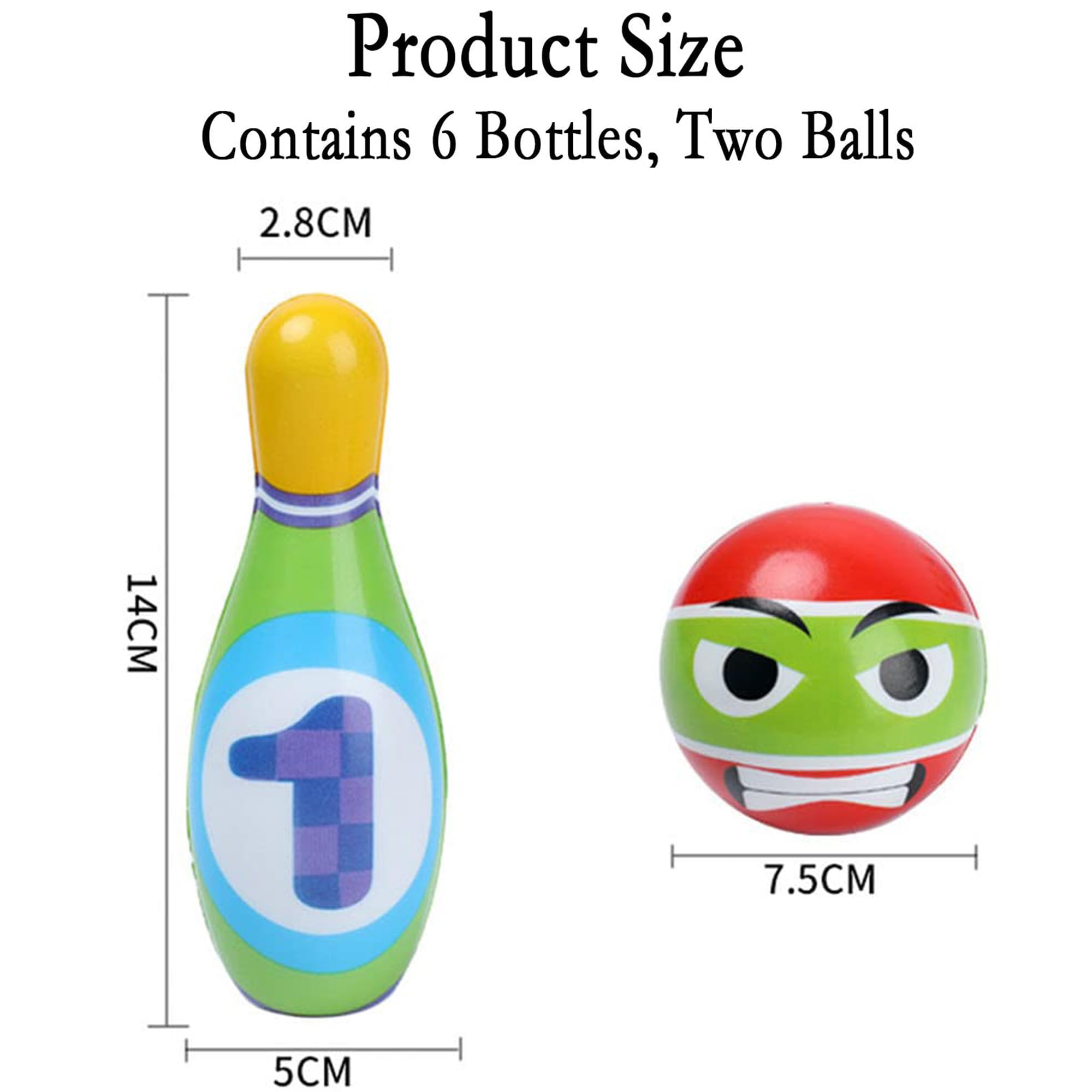Birilli Bowling Set con 6 Pezzi e 2 Palle, Morbido Set per Esterno e Interno, Giochi Giocattoli Educativi per Festa