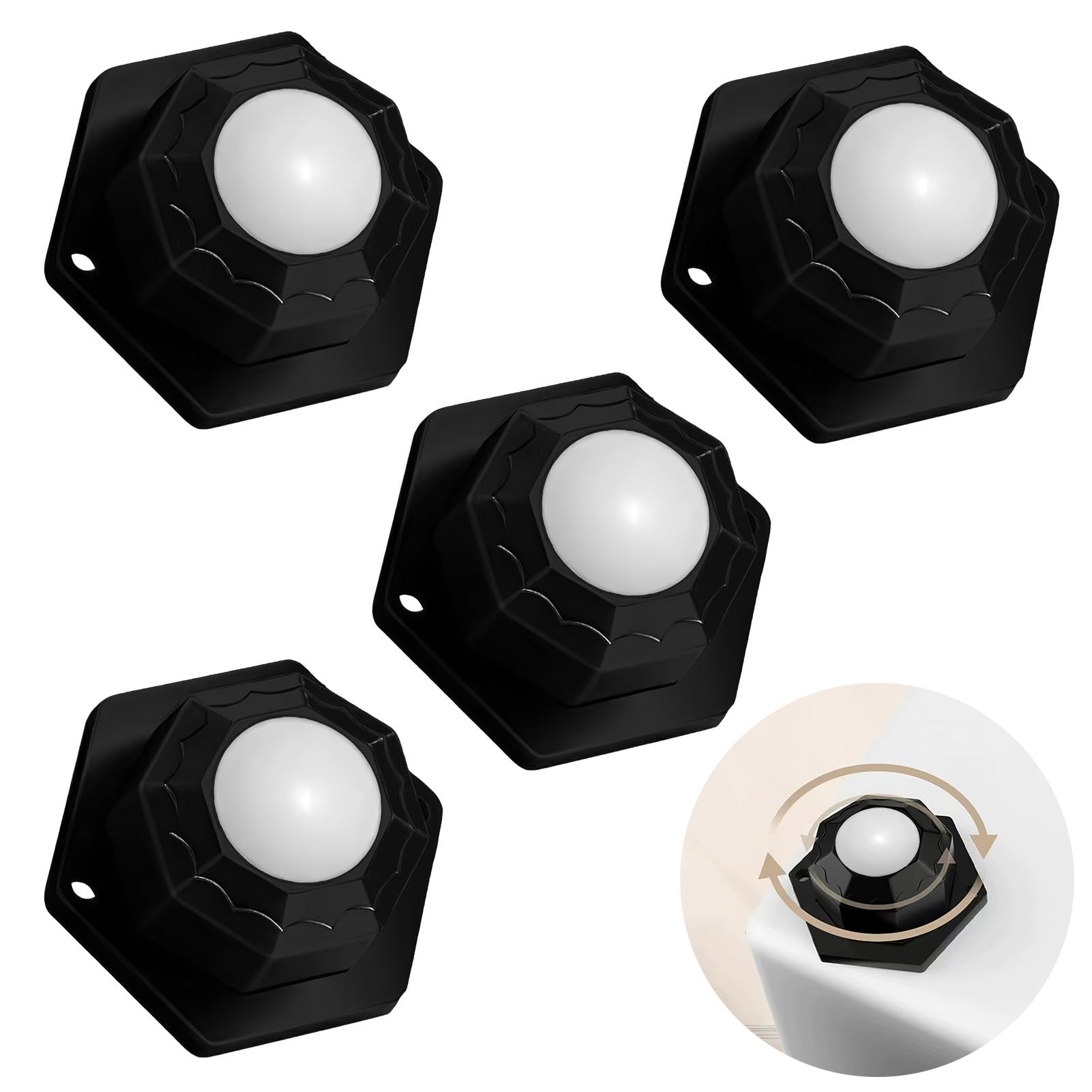 Lot De 12 Mini Roulettes Autocollantes Universelles Rotatives À 360 ° Pour Appareils De Cuisine