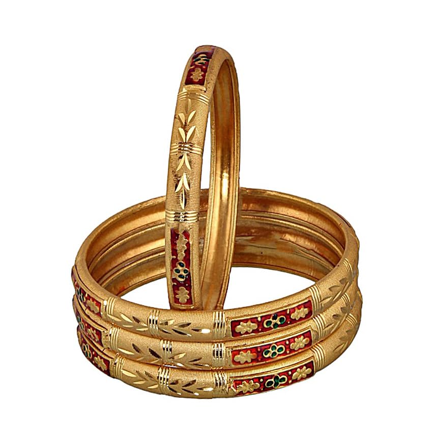 Lucky Jewellery Gold Plated Designer Golden Color Traditional Meenakari Ethnic 4 Pcs. Bangles Set for Women (311-J1BG-JG24-4-24) (B0CWD9GBFX) Amazon Price History, Amazon Price Tracker