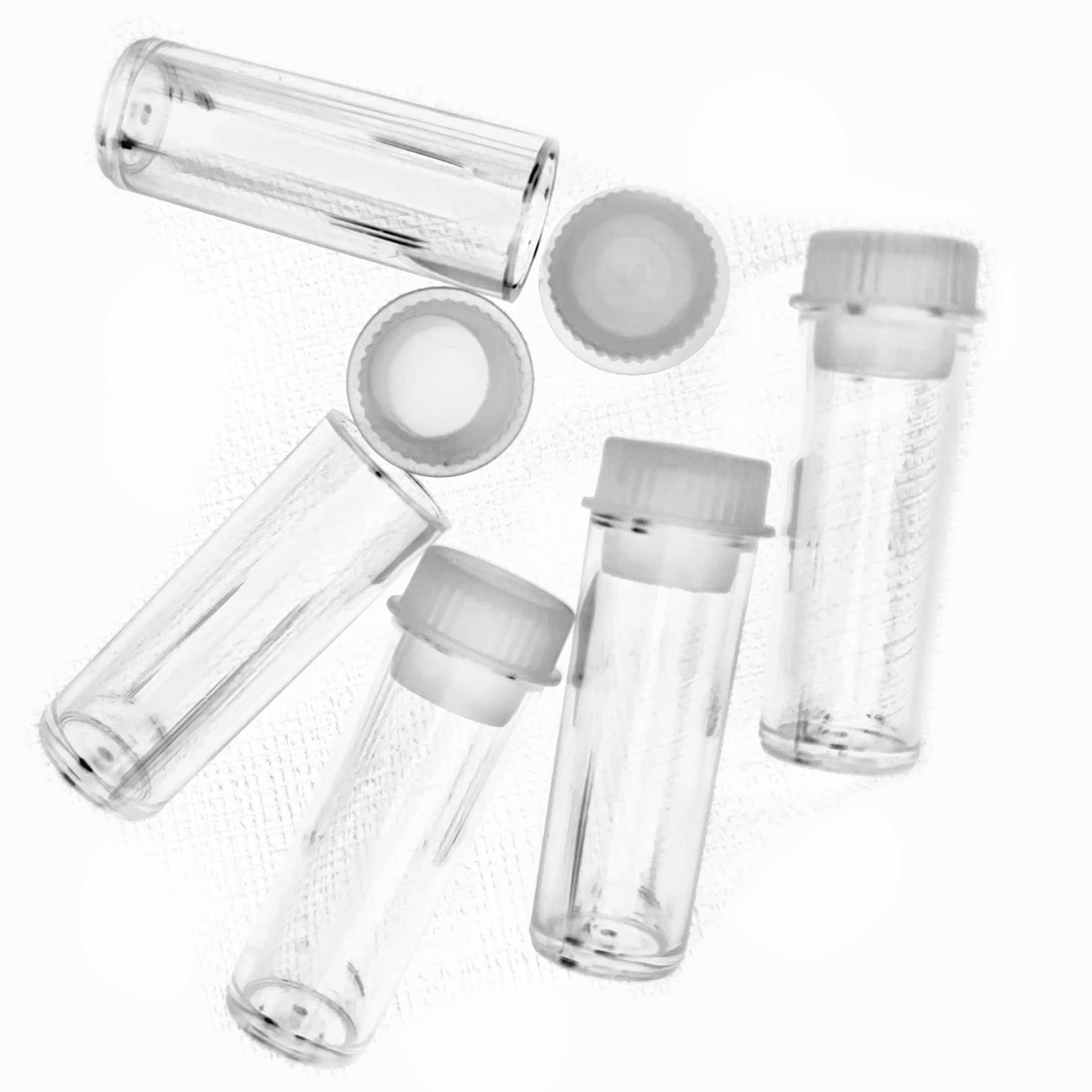 20 x 1ml Empty Mini Clear Plastic Tubes (Bead/Beading/Glitter/Paint/Sample/Art/Craft Storage Vials)