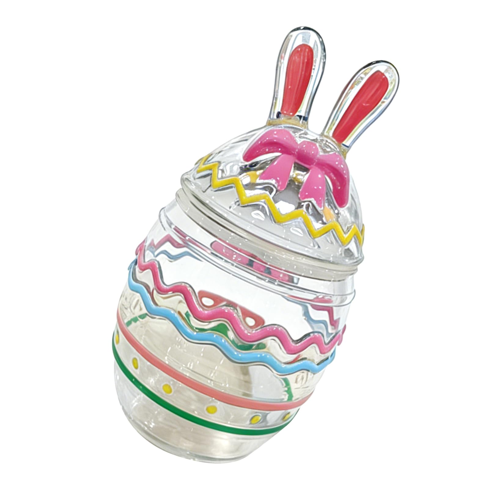 Kalttoy Artistic Glass Storage Jar with Festives Easter Themes Rabbits Eggs Chick Shape Candy Container for Snacks and Home Decors Easter Table Decors Jar