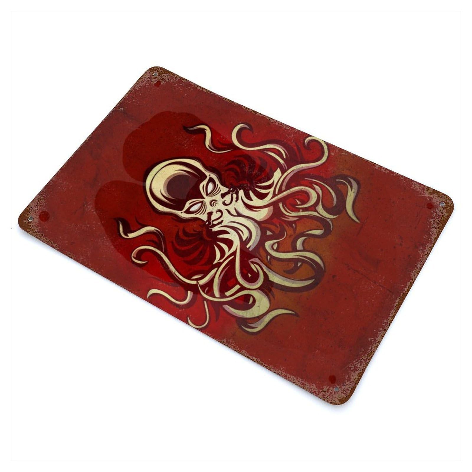 Cthulhu in The Dark 11.8"x7.9" Rust Effect Tin Sign, Industrial Home Decor for Living Room, Hallway And Home Decor