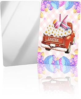 OComster Red Truck with Daisies Eggs Filling Compact Mirror Bulk 4 Pack Card Mirror, Pink White Checker Buffalo Backdrop Small Compact Mirror for Purse, Rectangular Handheld Pocket Makeup Mirror