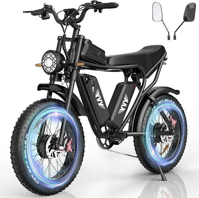 C20Elektrofahrrad für Erwachsene 52 V, 40 Ah/48 V, 20 Ah/48 V, 15,6 Ah, herausnehmbarer Akku, Reichweite 50–180 Meilen, 2,0 × 4 breite Reifen, Offroad-Motorrad, All-Terrain-Elektrofahrrad (C20Max)