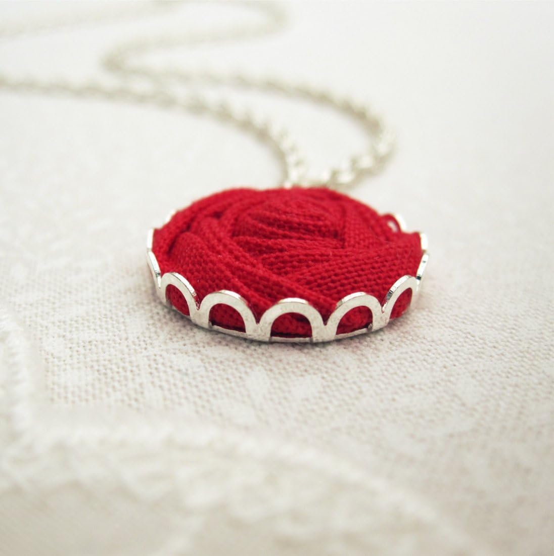 Lipstick Red Rose Necklace