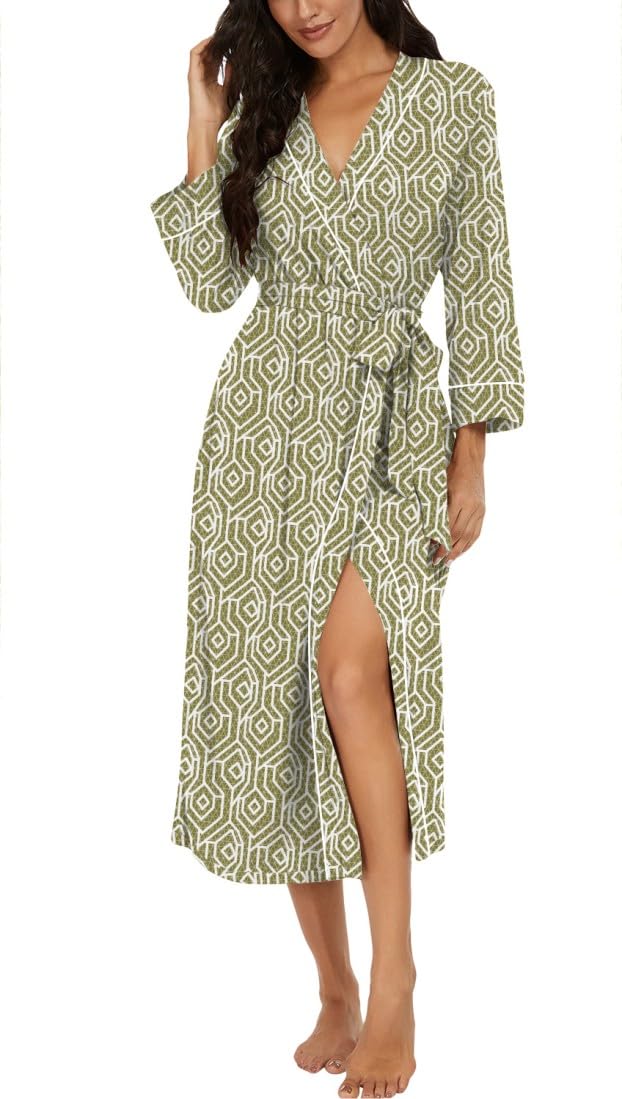 PrinStory Women Dressing Gowns Causal Kimono Robes Long Bathrobe Soft Womens 3/4 Sleeve Ladies Loungewear — view 15