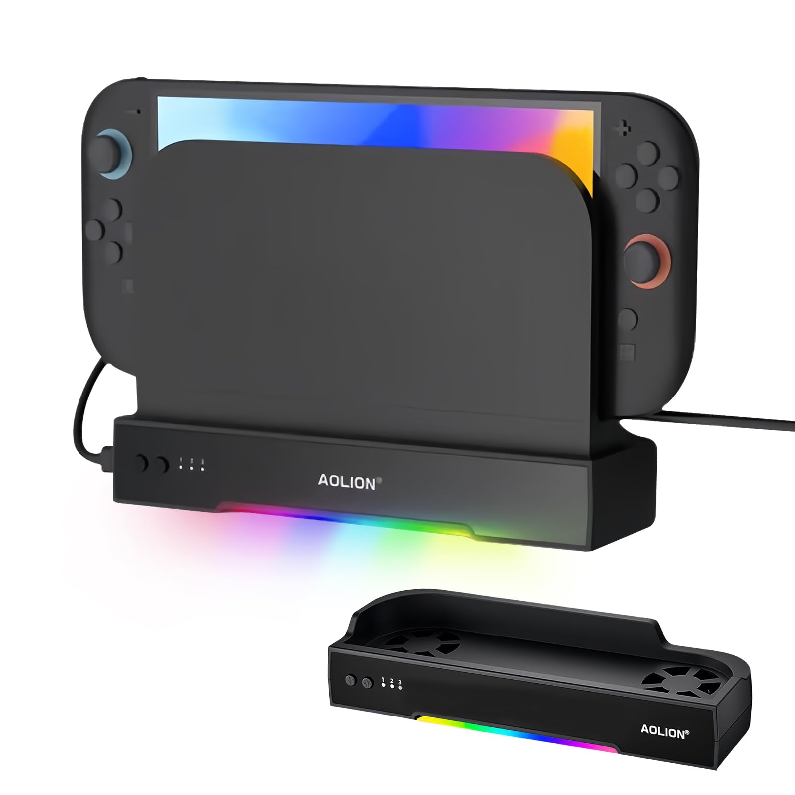 Switch2用 冷却ファン【新登場-Nintendo Switch 2対応】Lwuckbarrt スイッチ2用 冷却スタンド 排熱用 冷却クーラー 3段階風量調整 RGB照明付き ニンテンドースイッチ2用 放熱スタンド 静音 放熱対策 熱対策 スイッチ2ドック用 周辺機器