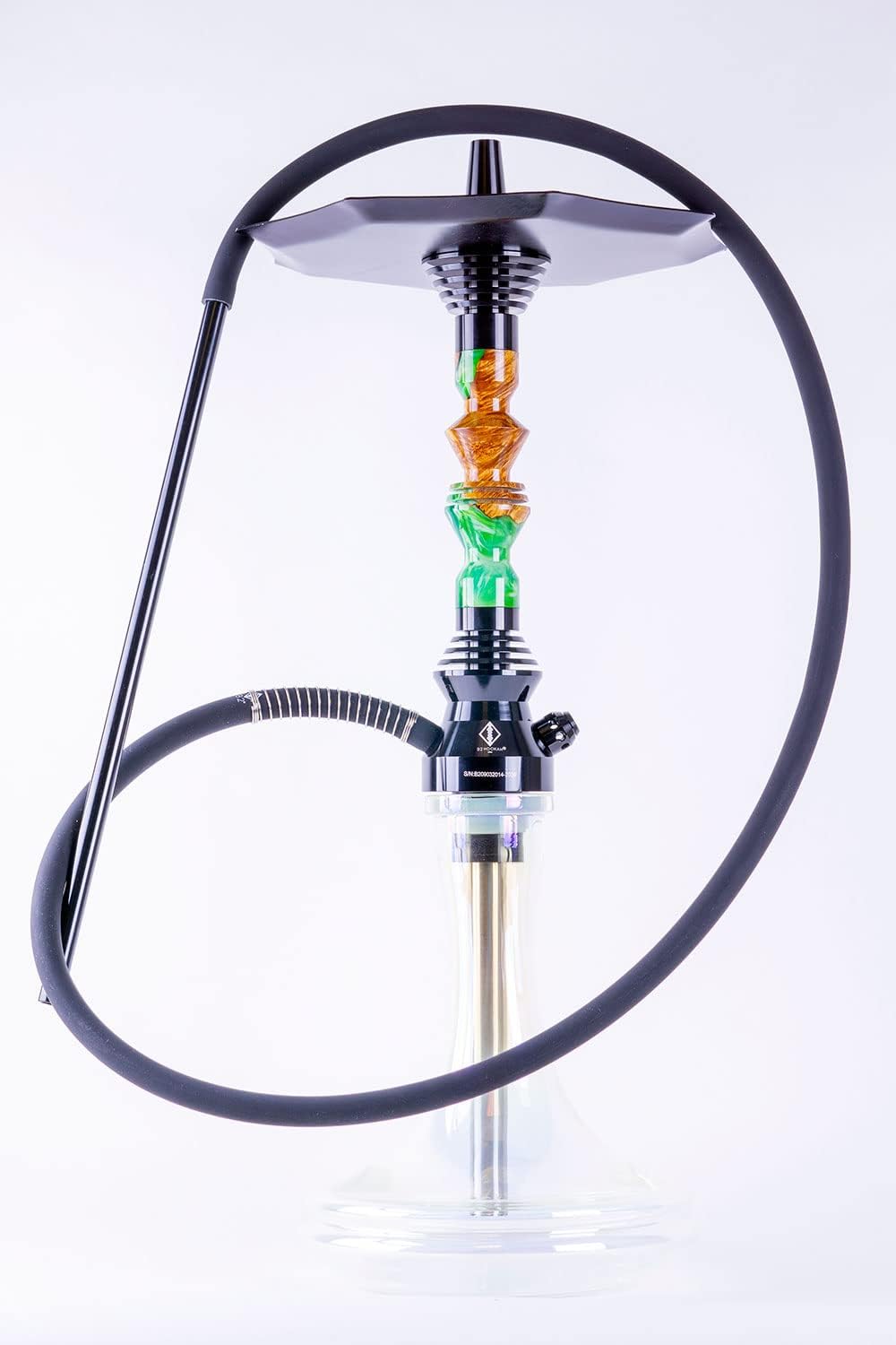 B2 Hookah Precious Cut Collection Jungle Green & Burl Wood INCLUDES MATCHING VASE
