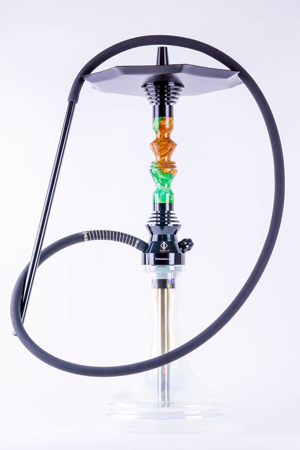 B2 Hookah Precious Cut Collection Jungle Green Burl Wood INCLUDES MATCHING VASE