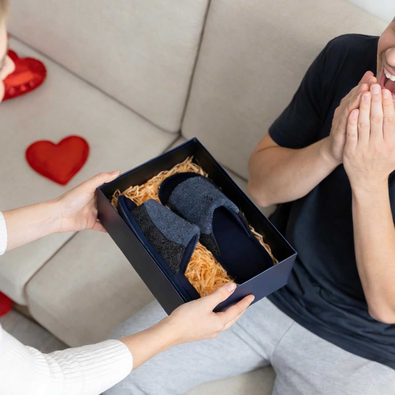 Mens Two-Tone Slippers with Memory Foam Open Toe House Shoes Non-Slip Men's Slippers Comfy Indoor Slipper for Men Gifts for Men Him Dad - Image 2