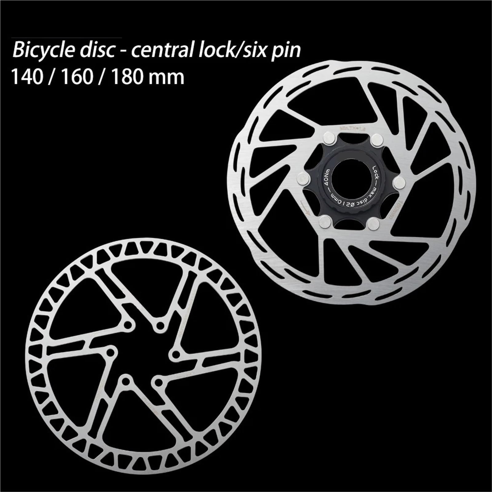 Disque de Frein VTT Frein à Disque, Disque de frein Center Lock et 6 boulons robuste 140 mm, 160 mm, 180 mm, pour VTT/route(Center Lock 140mm)