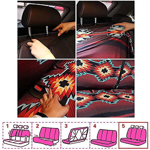 ZPINXIGN Pink Strawberry Car Seat Covers for Women Cute Car Accessories Rear Bench Seat Covers for Trucks SUV,Universal Stretch Back Seat Protector by ZPINXIGN - Used condition - Image 4