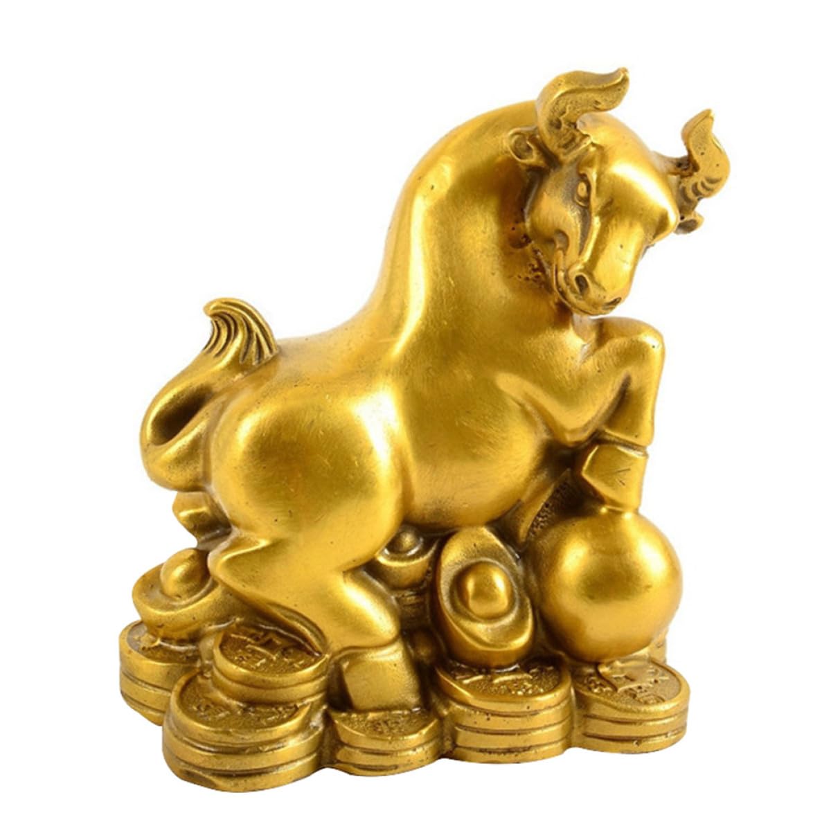 Sculpture taureau en cuivre massif figurine déco Feng Shui maison 11cm