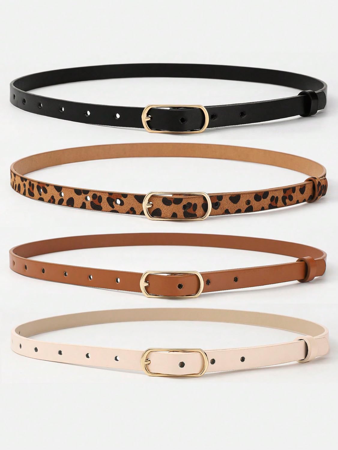 Shining Diva Fashion Leather Belts For Women And Girls 4 Pcs Combo Stylish Waist Belt For Dresses Jeans (16071Lb), Multicolour - Image 3 thumbnail