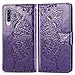GYHOYA Compatible with Samsung Galaxy A50 Wallet Case for Women, Leather Flip Folio with Kickstand Magnetic and Card Holder Protective Case for Samsung Galaxy A50 Butterfly Purple SD
