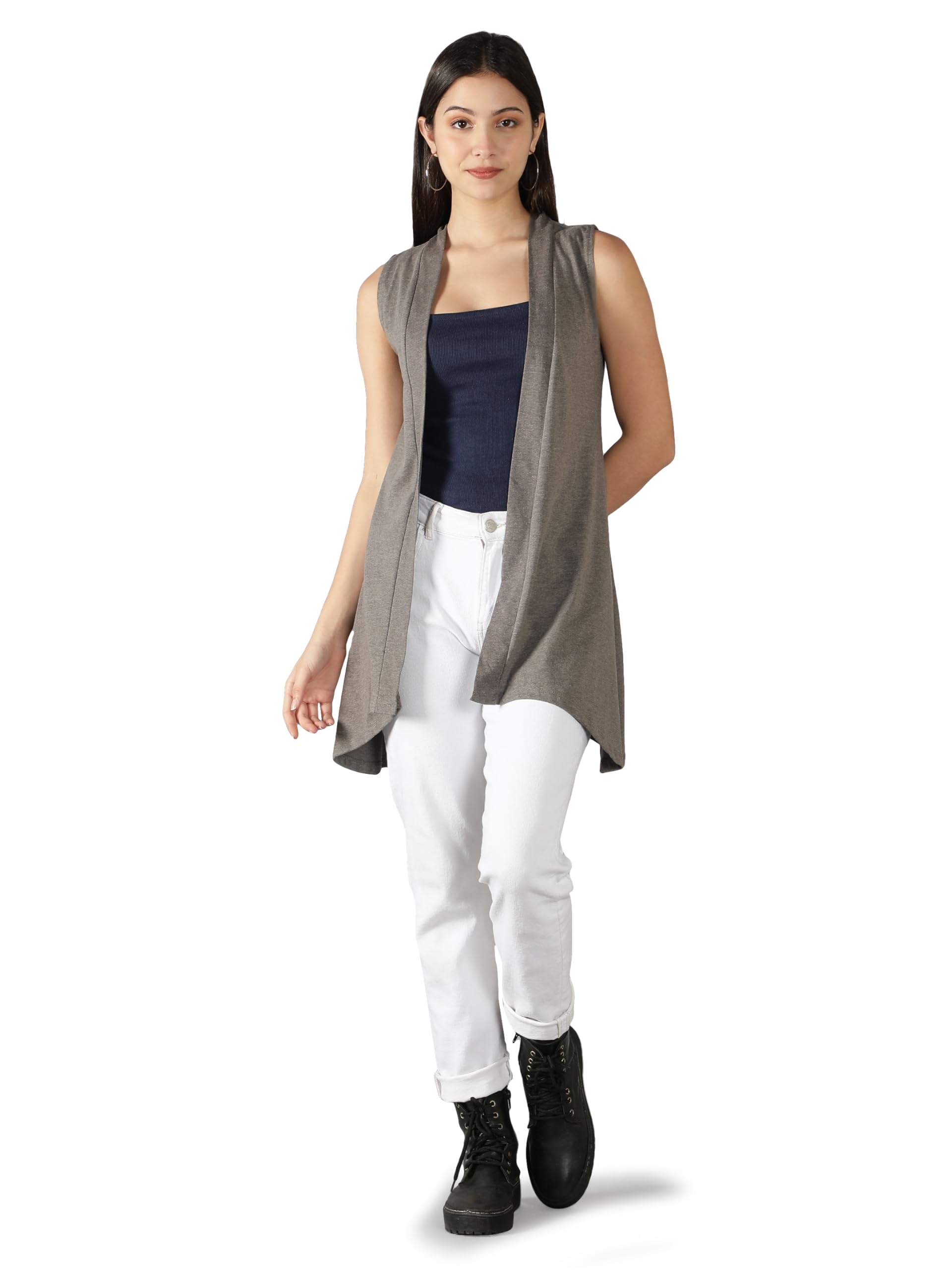 nimble Women's Open Front Sleeveless Cotton Long Shrug | Modern Fashionable Cardigan for Casual & Formal Wear | Comfortable & Stylish Outerwear for Party-picture-37