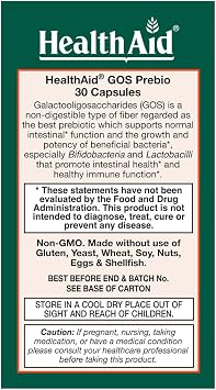 HealthAid GOSPrebio, Prebiotic Fiber, Once Daily, 30ct, Helps Proliferation of Beneficial Bacteria in the Gut, Galactooligosaccharides