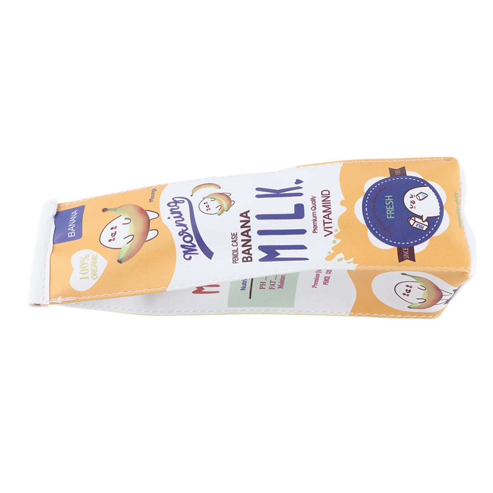 Cartoon Milch-Bleistiftetui – Aus PU, Wasserdicht, Reißverschluss, Ca. 22x6,5x6 Cm, Gelb