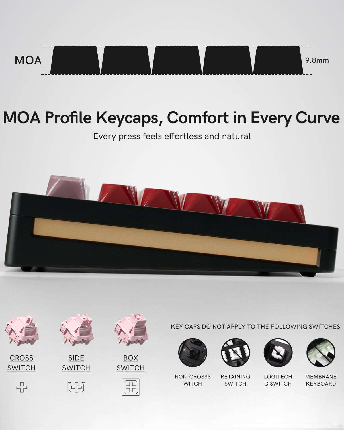 PBT Keycaps, Glossy Red Lipstick Jelly Keycaps MOA Profile, 128 Keys Elegant Cute Custom Key caps for 61/68/84/87/98/100 Cherry Gateron MX Mechanical Keyboards, No Tear & Never Fades