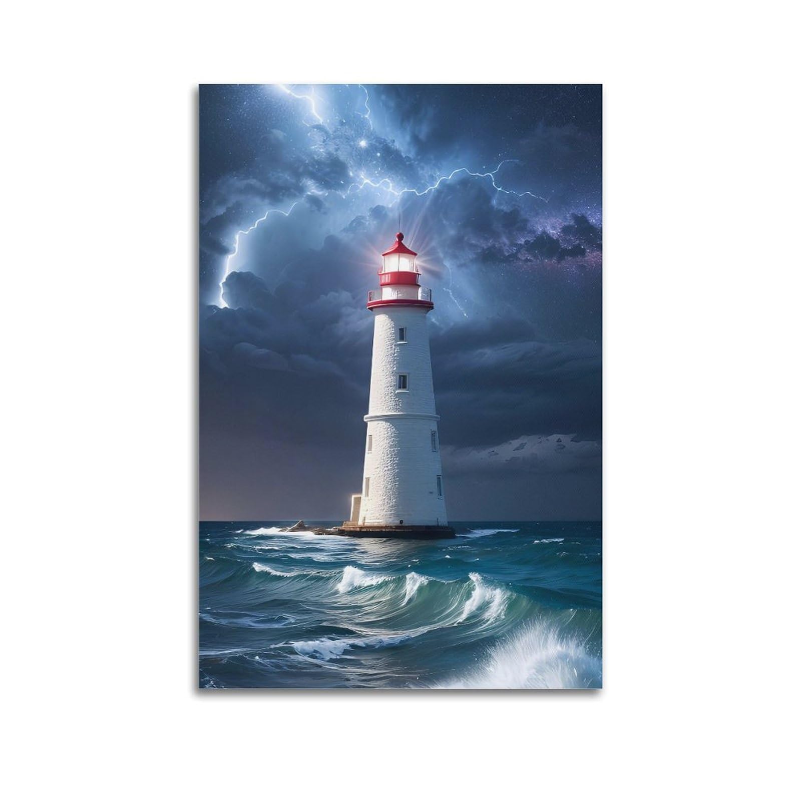 CXHJCA Lighthouse Poster Tidal Harmony Poster Decorative Painting Canvas Wall Posters And Art Picture Print Modern Family Bedroom Decor Posters 24x36inch(60x90cm)