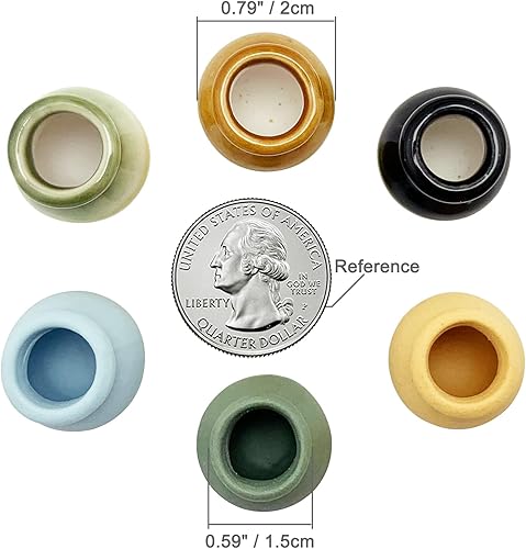 Miniatura 5 de Macetas de terracota en miniatura, 6 piezas de mini macetas de cerámica de arcilla para bricolaje 1:12 casa de muñecas de jardín de hadas, plantas