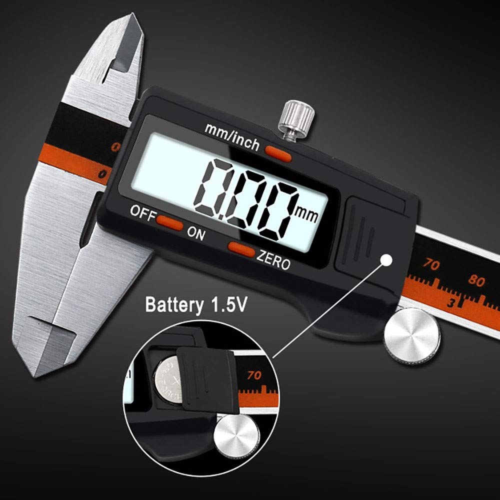 Calibradores Vernier Medidor Calibrador Digital Pantalla Digital Regla electrónica de Acero Inoxidable de Alta precisión Calibradores Digitales (Plata, 150 mm), Calibradores (Plata 150 mm)