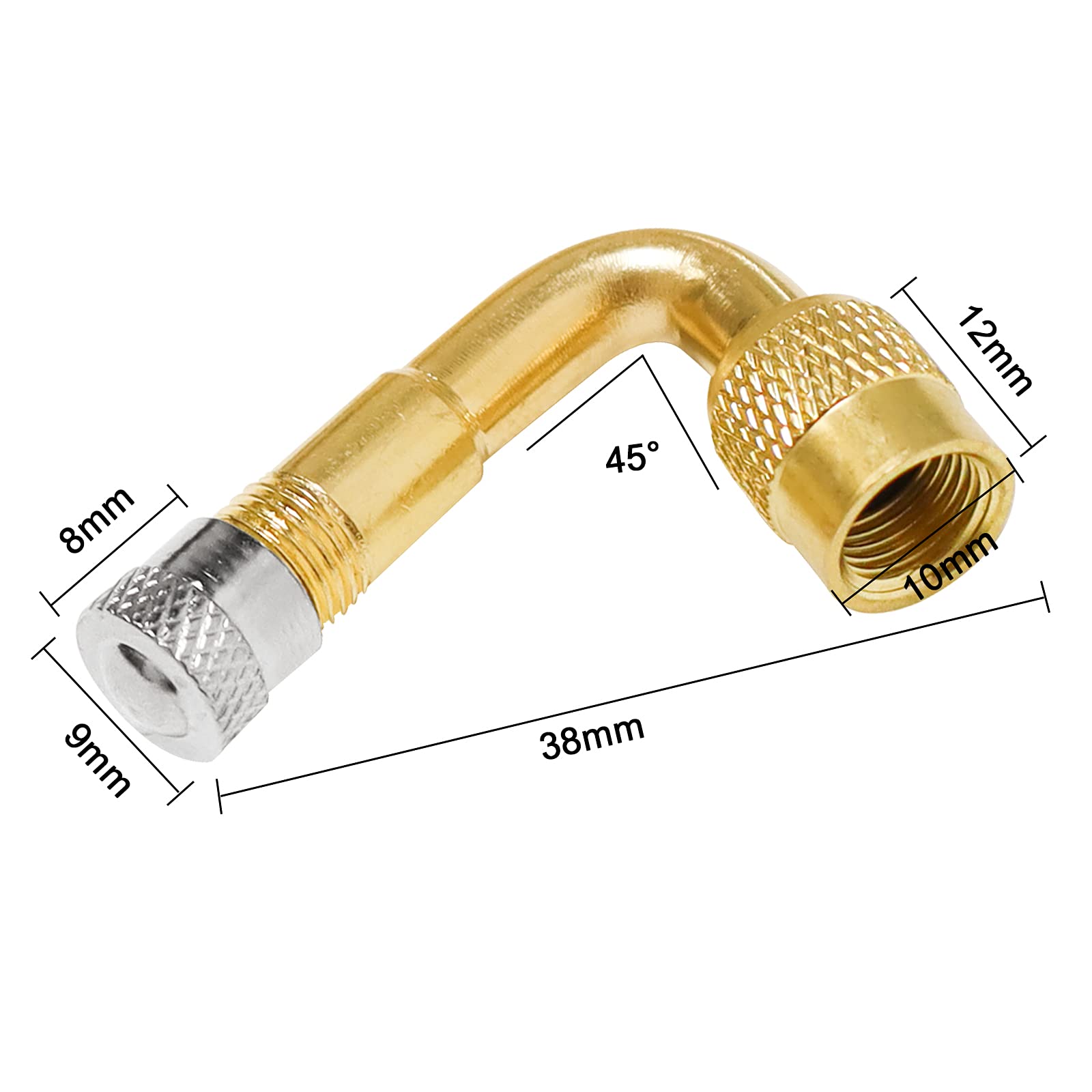 Rallonges De Valve Coudées Bolatus - 45° En Cuivre - Pour Voiture, Moto, Vélo