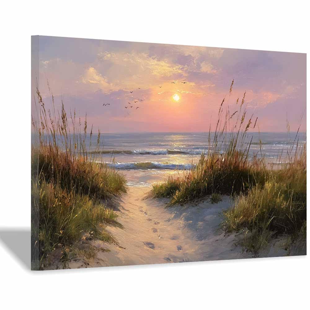 DMZPKZB Natural Landscape Wall Decor Coastsal Beaches es Sunset Art Beautiful scenery Painting, Modern Artwork,for Living Room,Bedroom,Office Bathroom,Dining(Multicolor)-60x90cm Framed