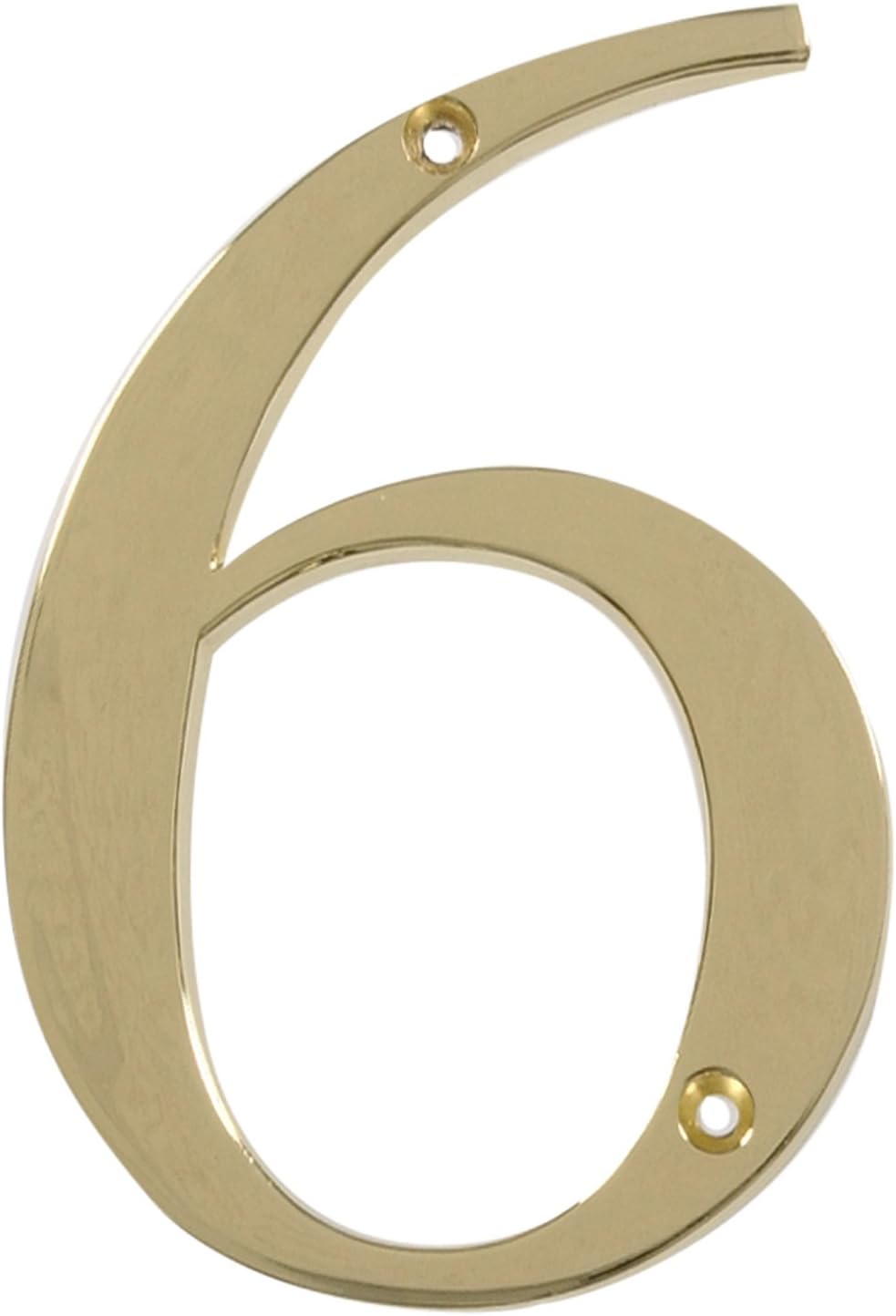 Distinctions by Hillman 843156 4-Inch Flush-Mount Polished Brass House Number 6